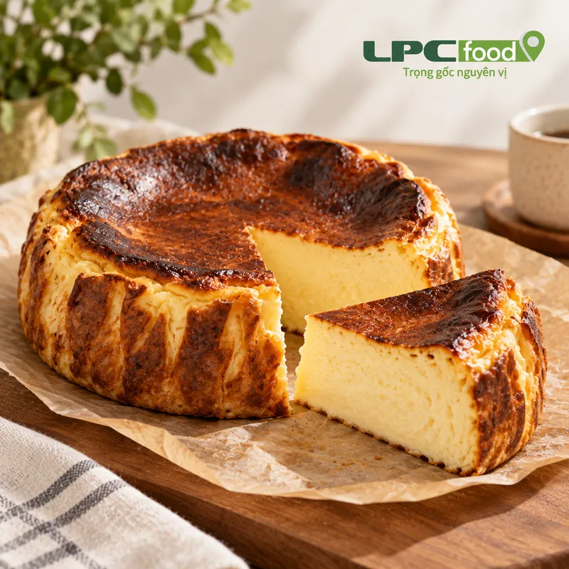 Basque cheesecake mặt cháy mềm mịn